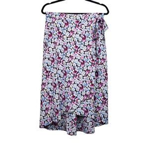 Loft Womens Purple Blue Floral Print Wrap Skirt Size 6 NWT